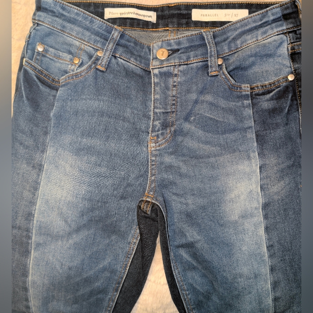 Pilcro Parallel Patchwork Straight Leg Raw Hem Bl… - image 4